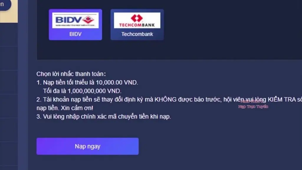 Nạp tiền luck8